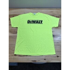 Vintage DeWalt Tools Men's High Vis Yellow Graphic Short Sleeve T-Shirt Size 2XL